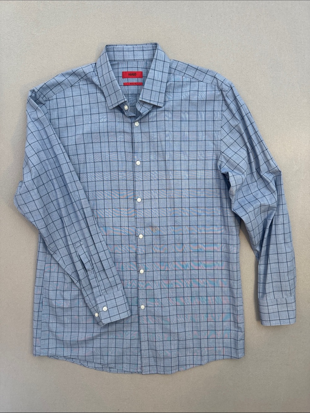 HUGO BOSS Mabel Slim Fit Blue Check Dress Shirt 16.5R 32/33